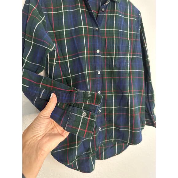 Madewell Ex-Boyfriend Ontario Plaid Flannel Button Up Shirt Fall Farm Oversized - Picture 3 of 6